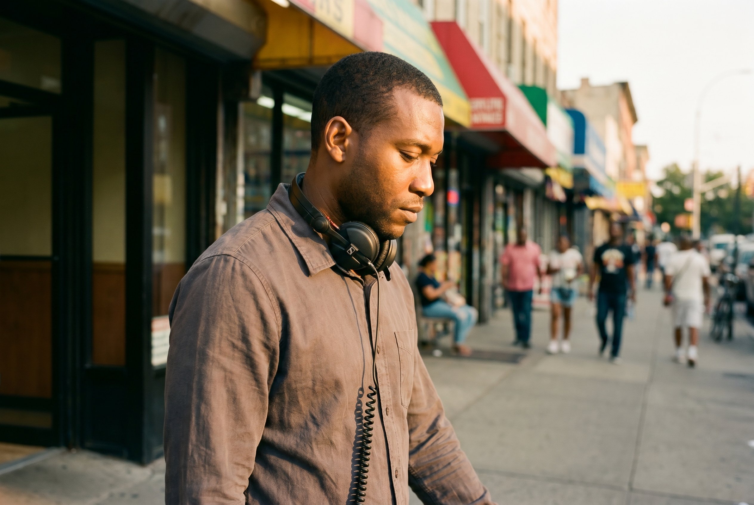 Nostrand Avenue walk with studio headphones