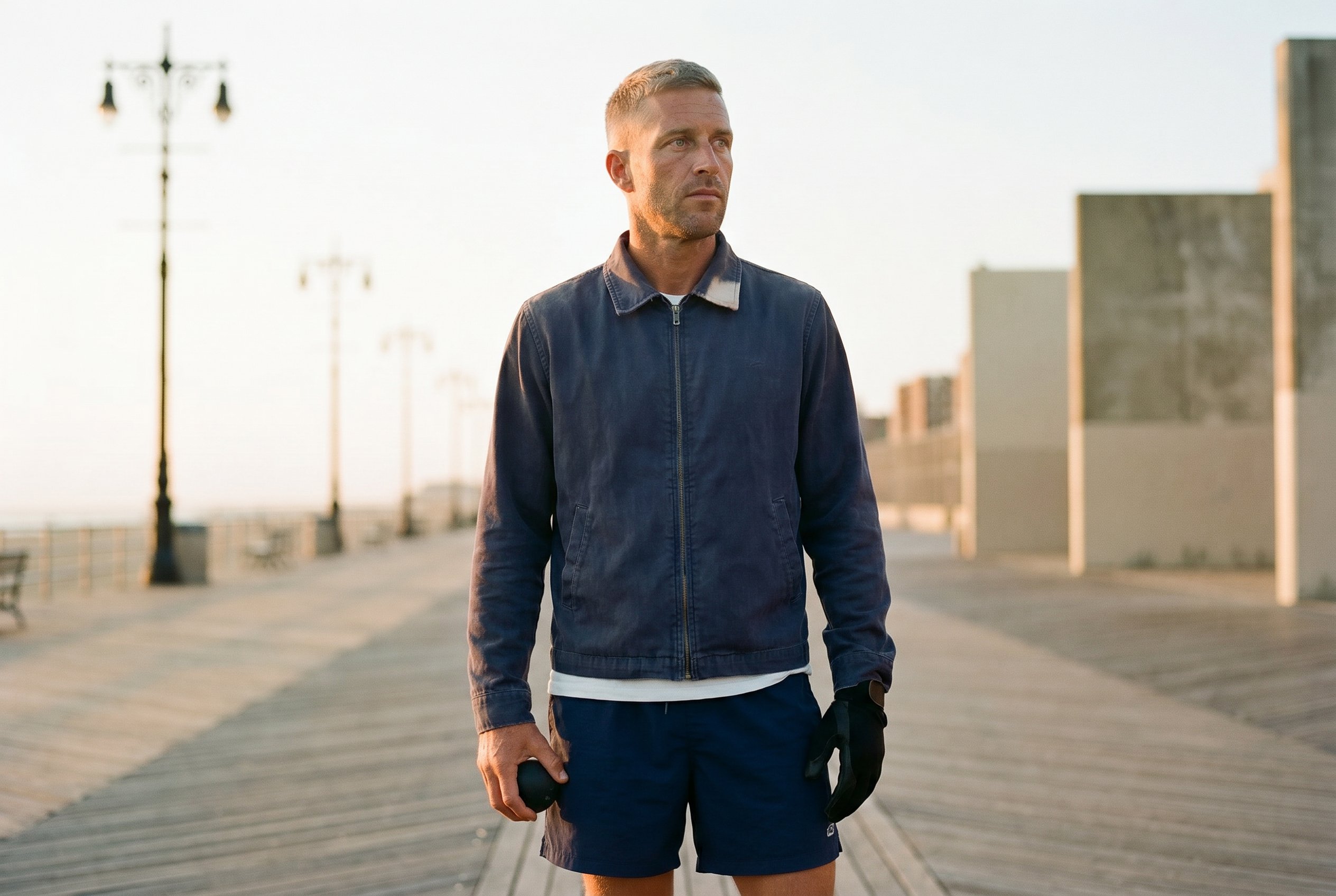 On the boardwalk at the handball wall, sunrise