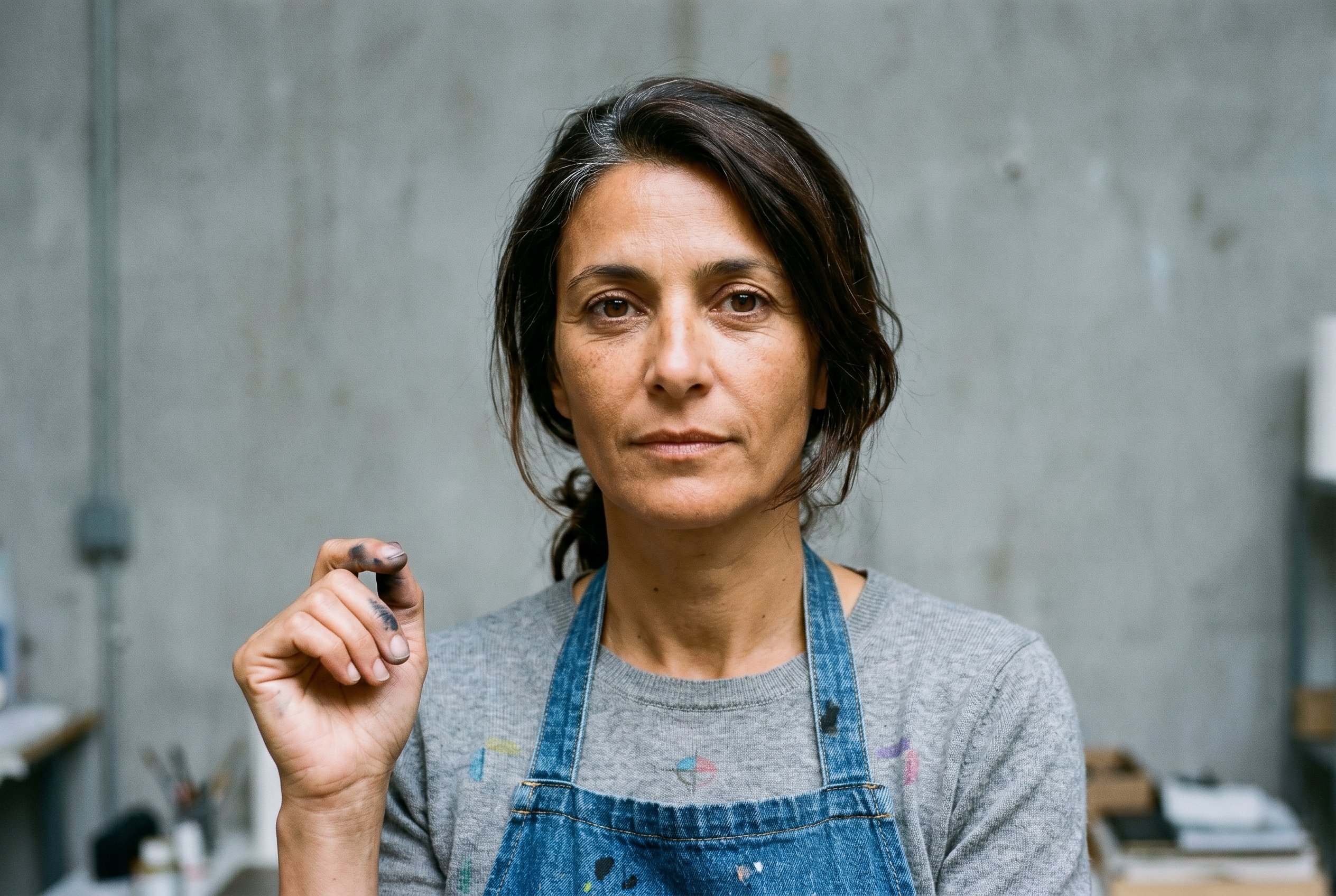 Portrait — Naïma, tight head-and-shoulders, the Subject-Lock anchor for the wider context-frames below