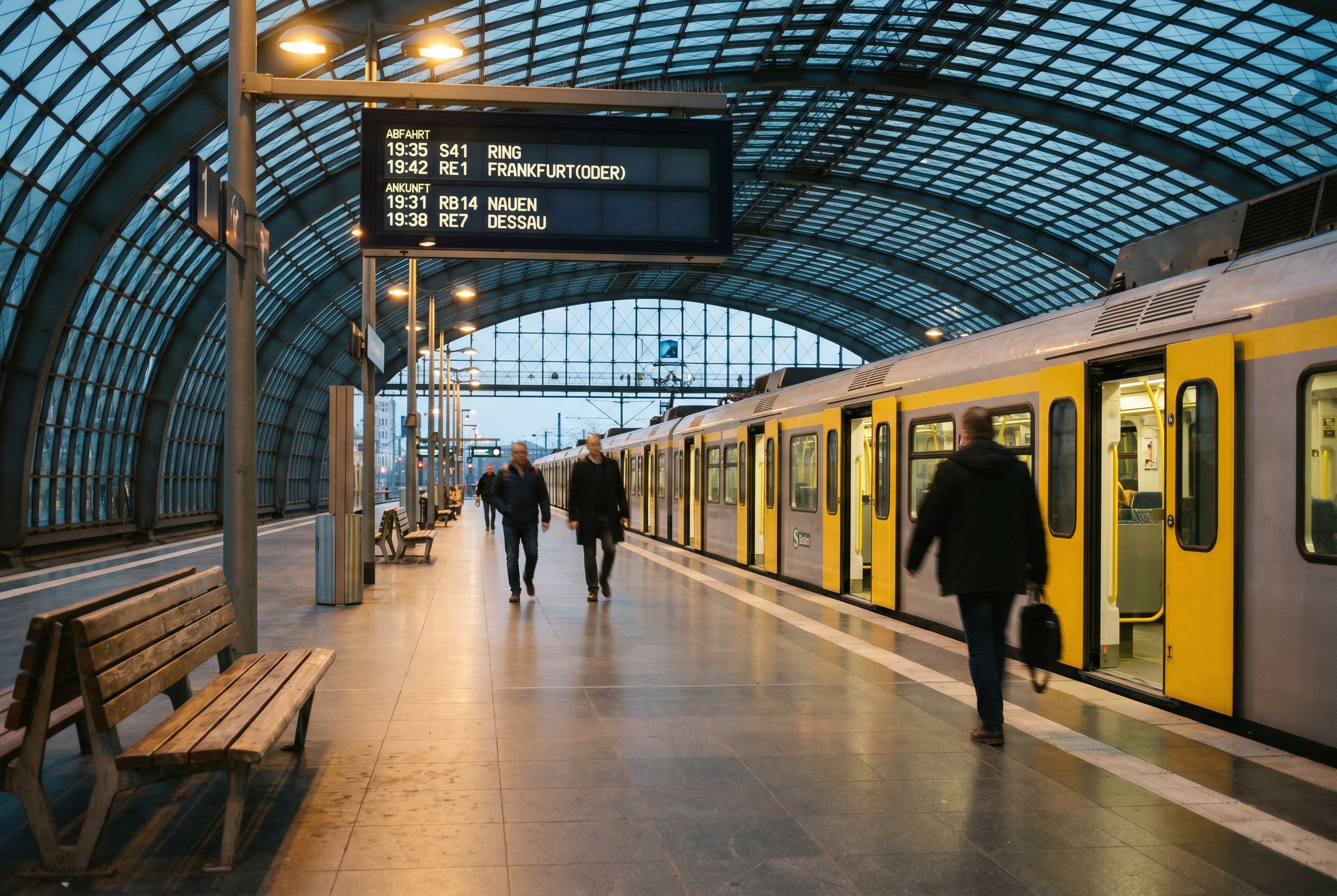 Berlin closing-Sunday, Hauptbahnhof platform around half past seven